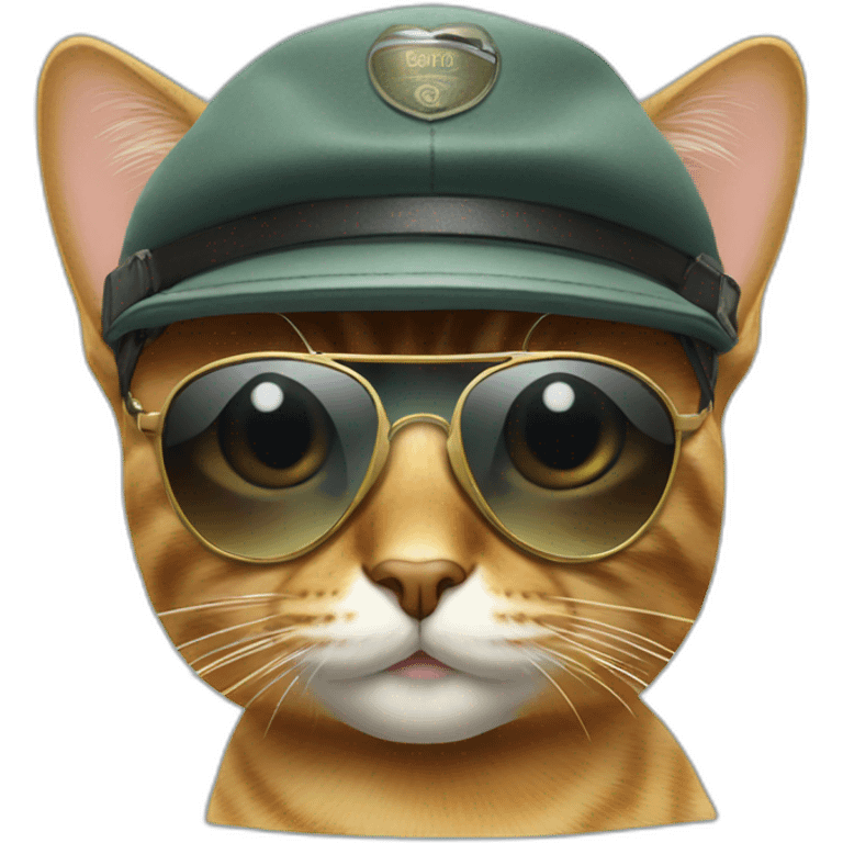 Cat with aviator style sunglasses and a hat emoji