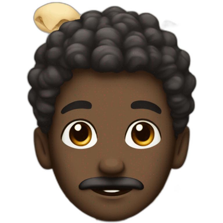 Dark skin guy with mustache and short curly hair eating 48 dumplings emoji