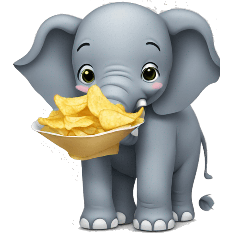 Elephant eating chips emoji