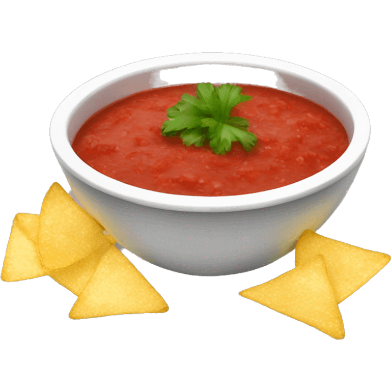 bowl of salsa with chips with margarita  emoji