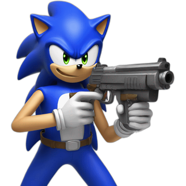 Sonic with gun emoji