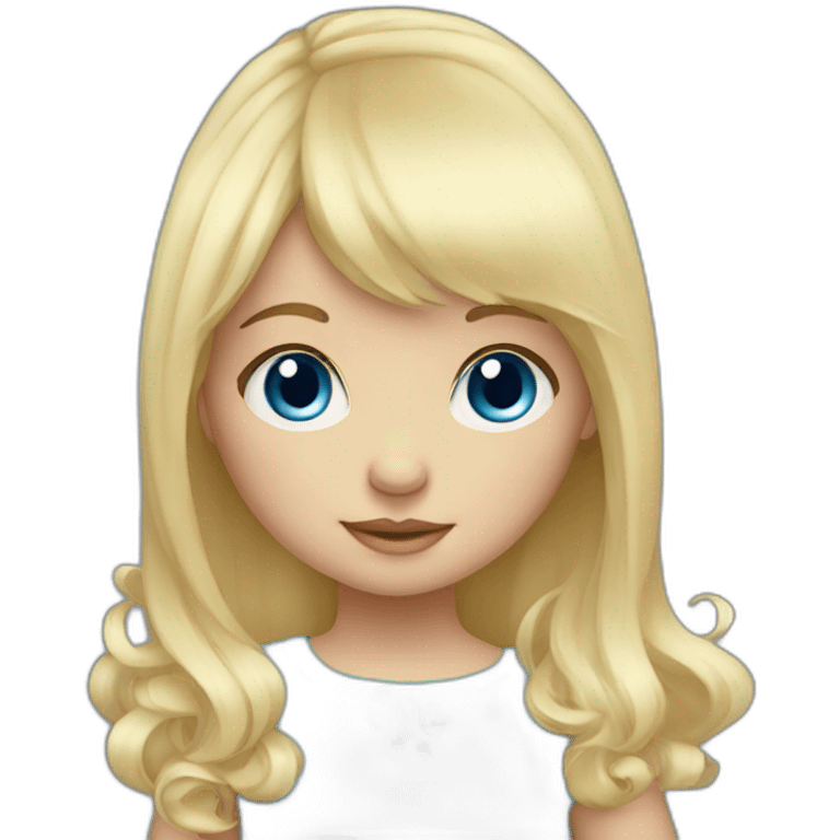 Blond baby girl with long hair blue eyes and bangs emoji