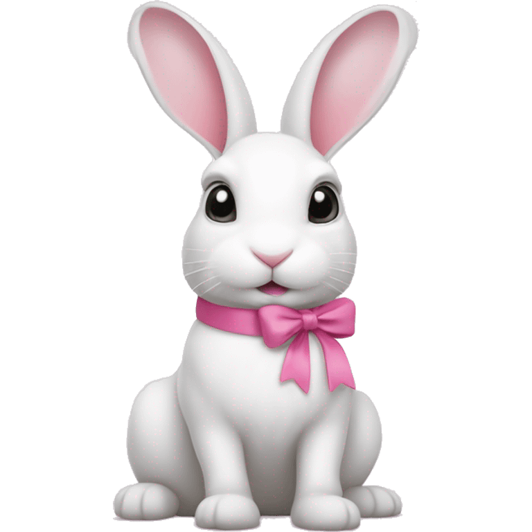 White bunny with pink small bow on ear emoji