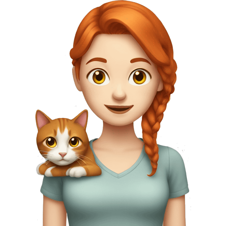 Redhead girl with a cat emoji