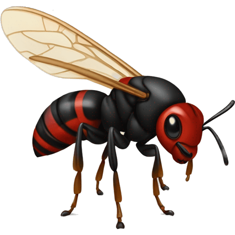 black and red hornet with white L on chest emoji