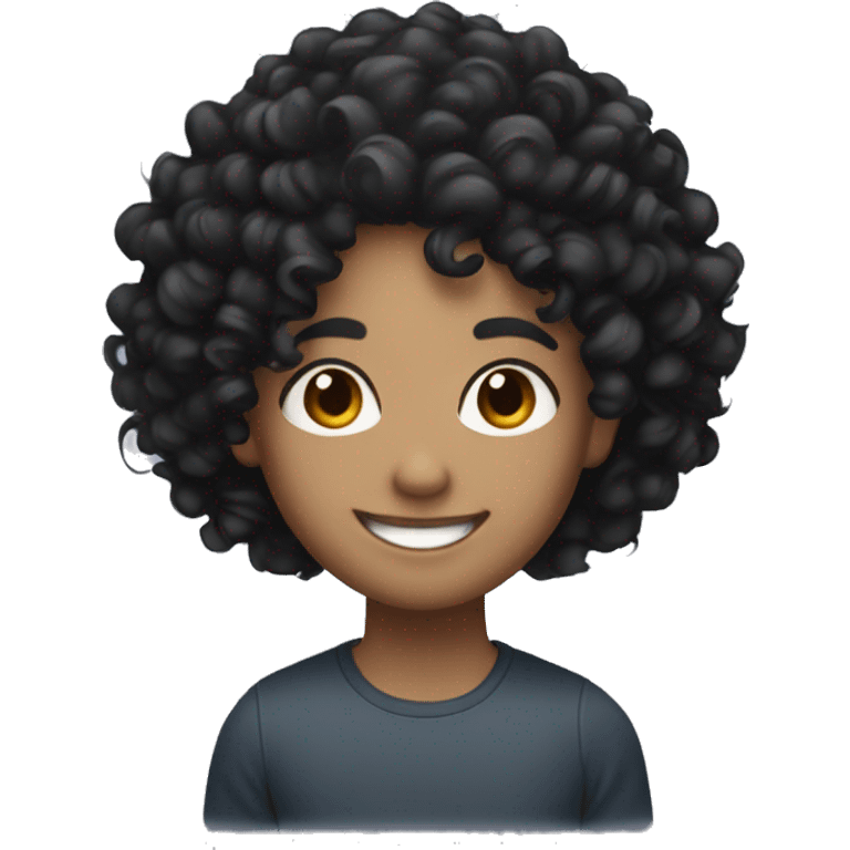 Black curly hair with light skin and smiling emoji