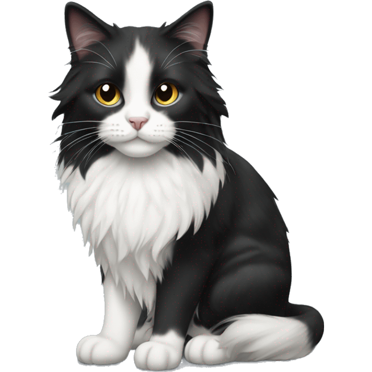 black-and-white cat domestic long-haired emoji