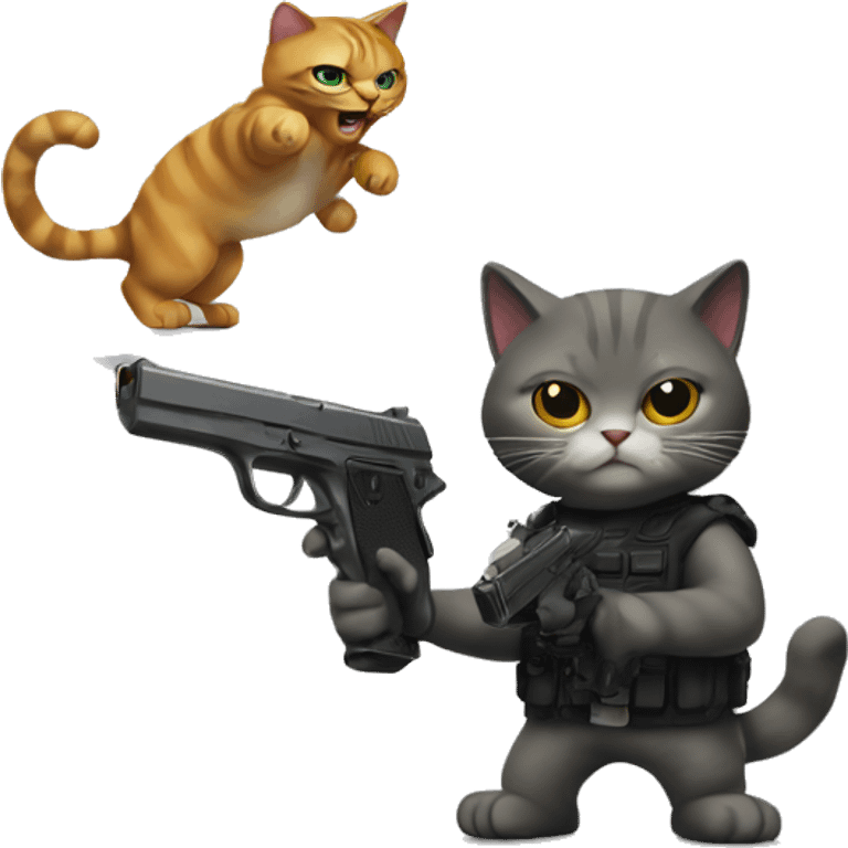 Cat with a gun emoji