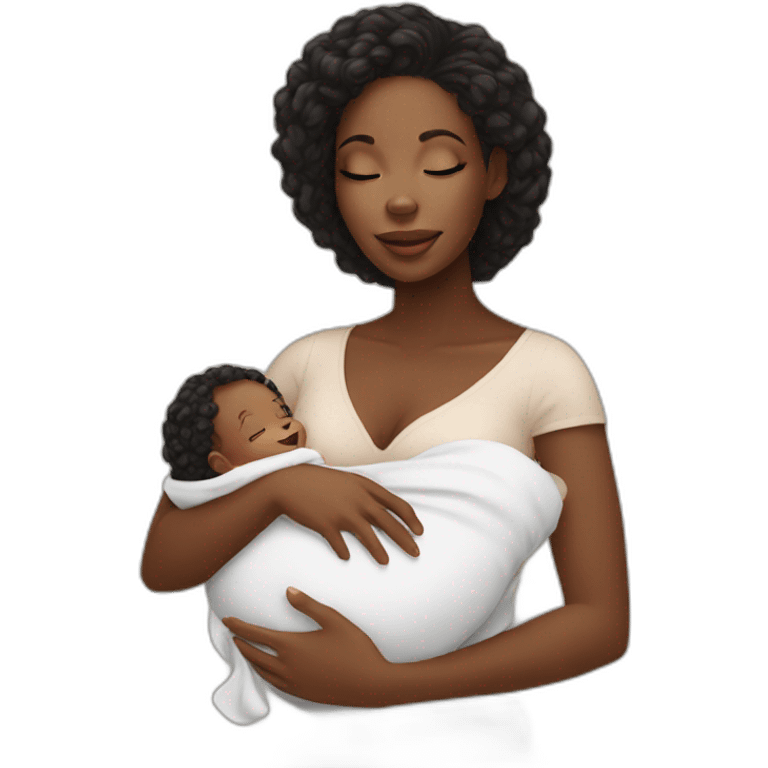 Beautiful Black women holding newborn baby emoji