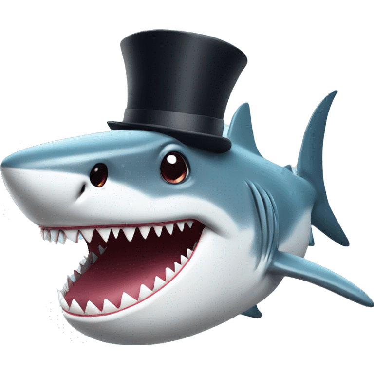 Shark with a top hat emoji