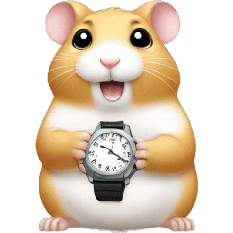 hamster looking at his watch emoji