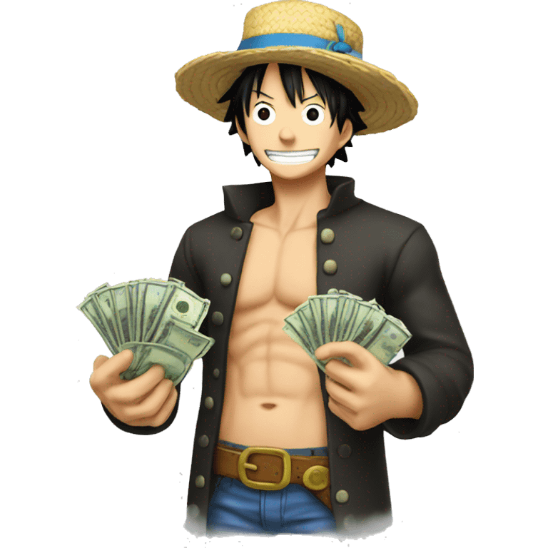 One Piece Ruffy with money in his hand emoji