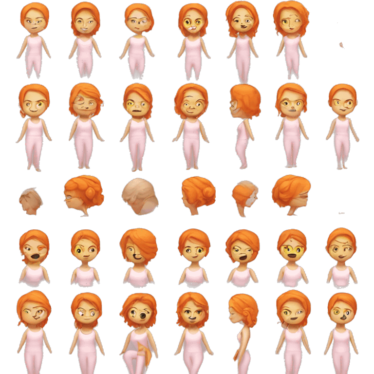 white skin with orange hair yoga girl light pink clothes  emoji