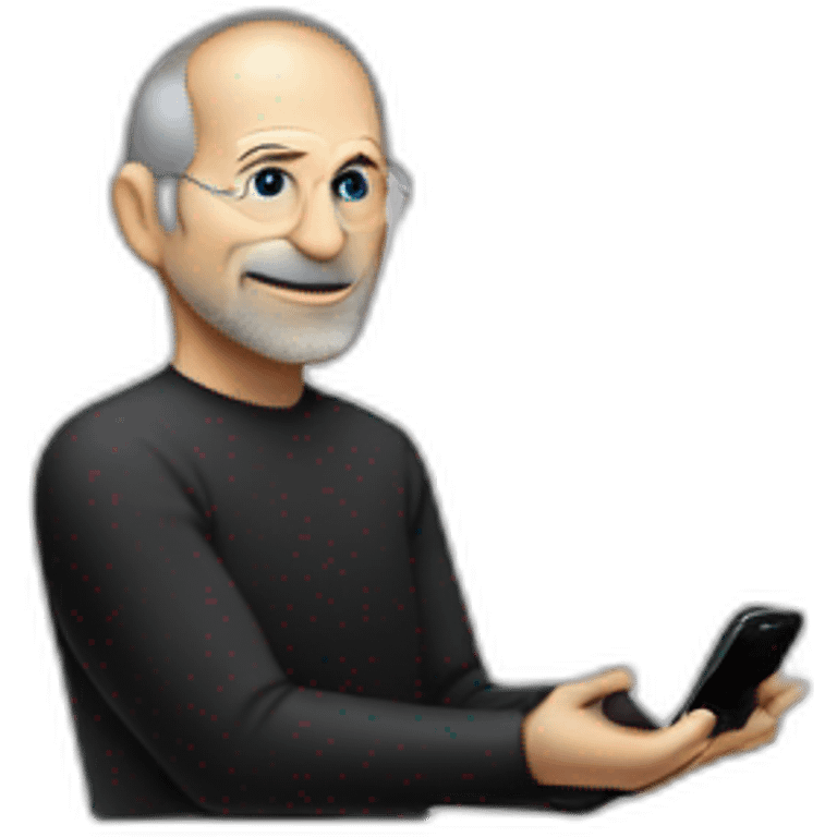 Steven jobs using iPhone 15 emoji