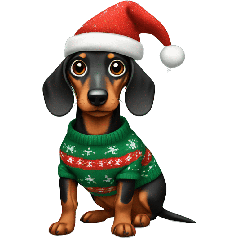 Dachshund wearing Christmas sweater emoji