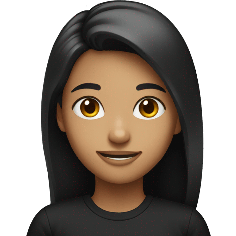 smiling girl with black shirt emoji