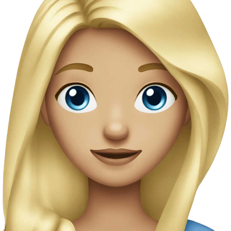 Blonde and blue eyes girl with a horse  emoji