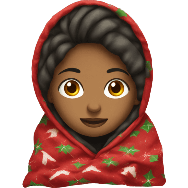 Girl in folded Christmas blanket  emoji