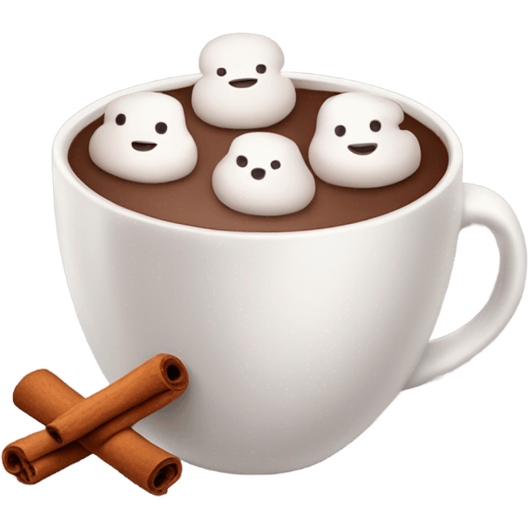 cup of hot chocolate with marshmallows and cinnamon emoji