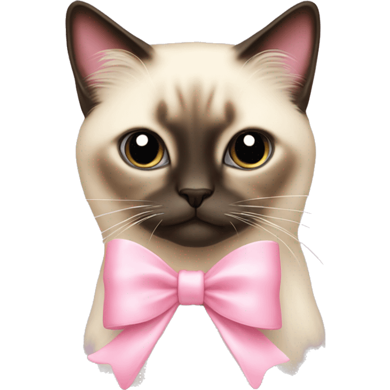 Long haired Siamese cat with pastel pink bow emoji