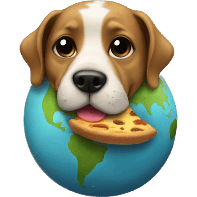 dog eating a planet emoji