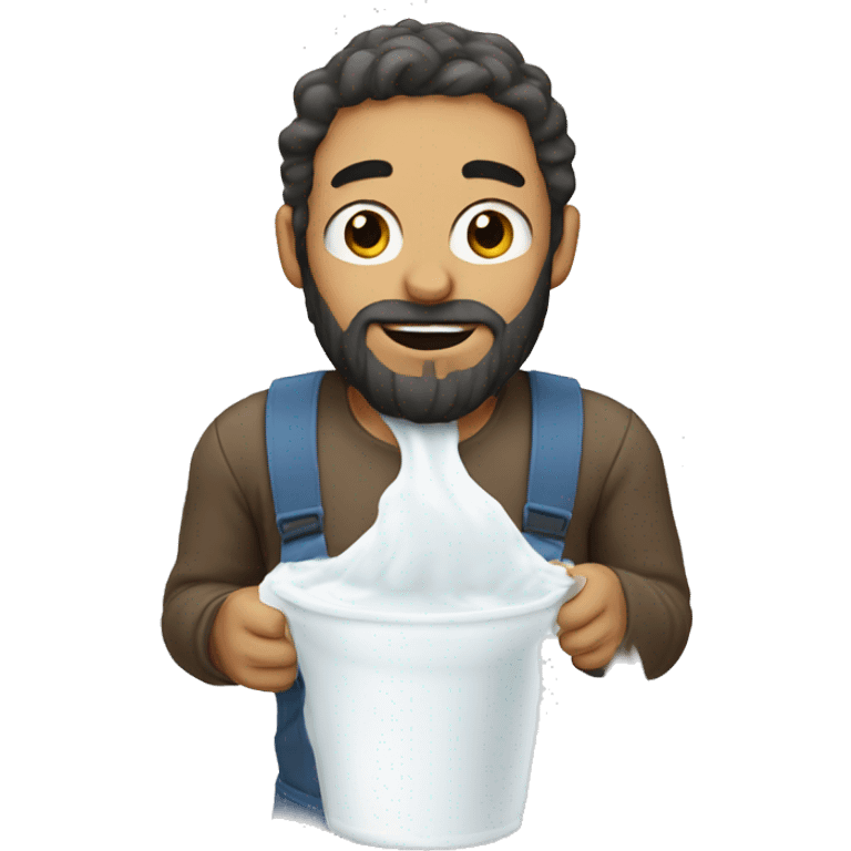 Man with beard covered in milk  emoji