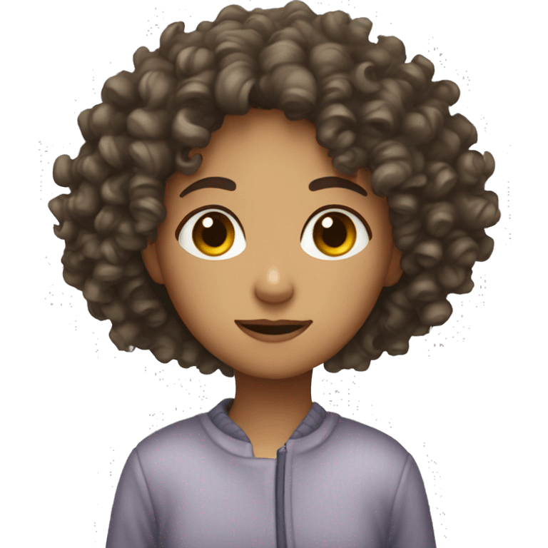 Curly haired girl with a cold emoji