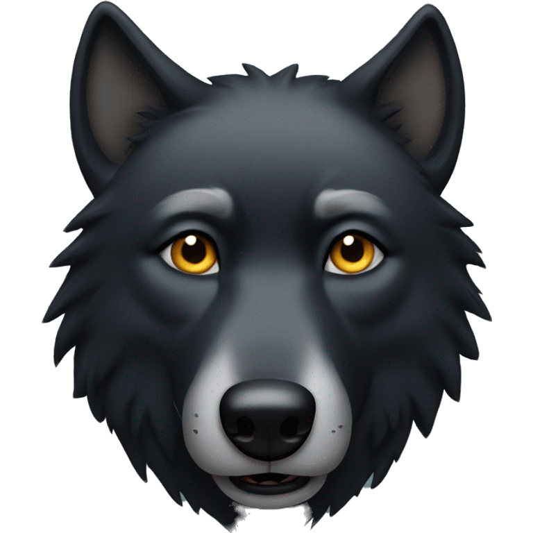 A black wolf head with a cuious expression emoji