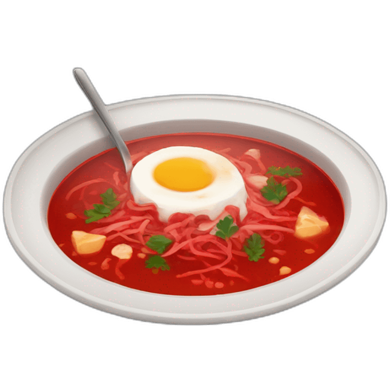 Borsch with salo near emoji