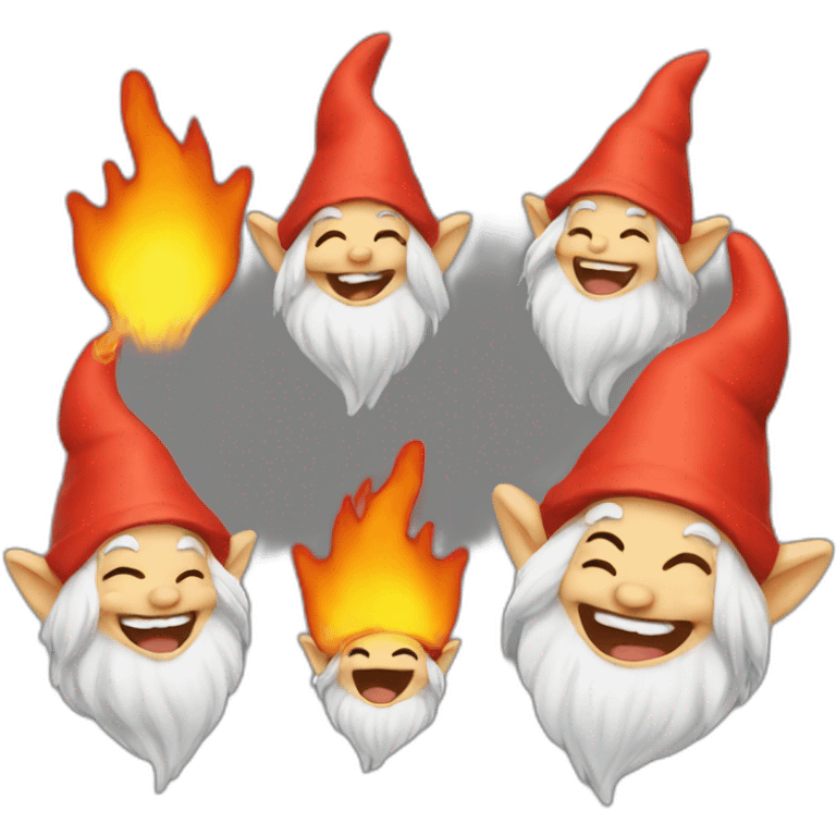 Gnome laughing while head is on fire cute head only emoji