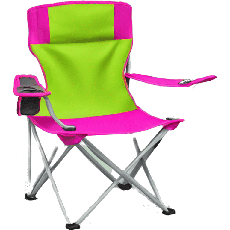 Realistic lime green and hot pink camping chair isolated.  emoji