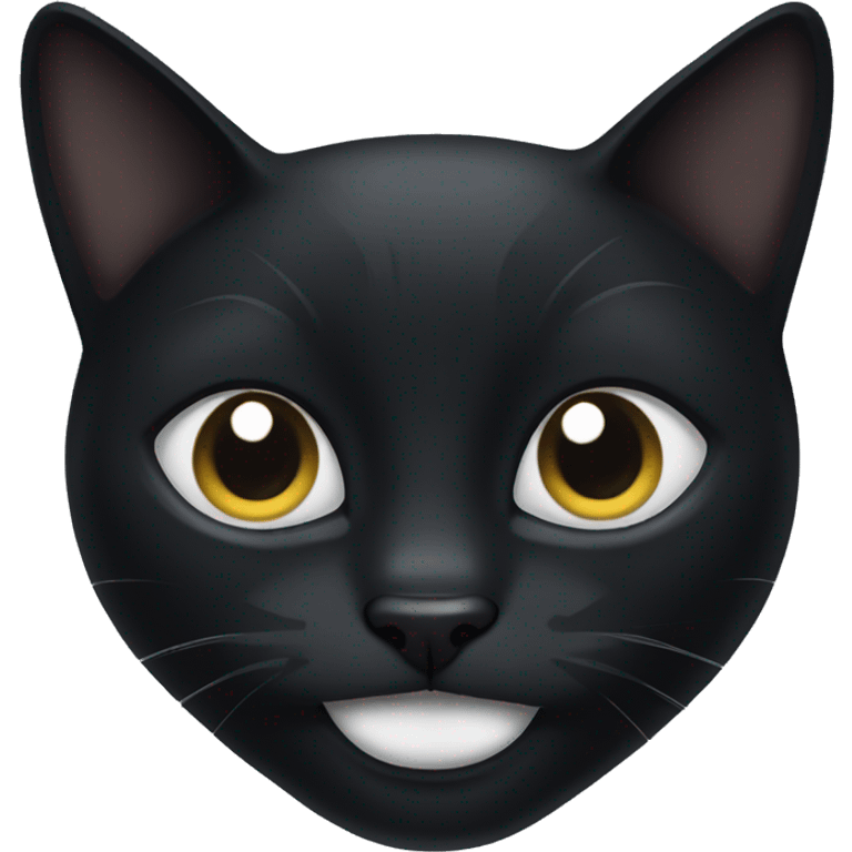 black cat with a black lip and a white lip emoji