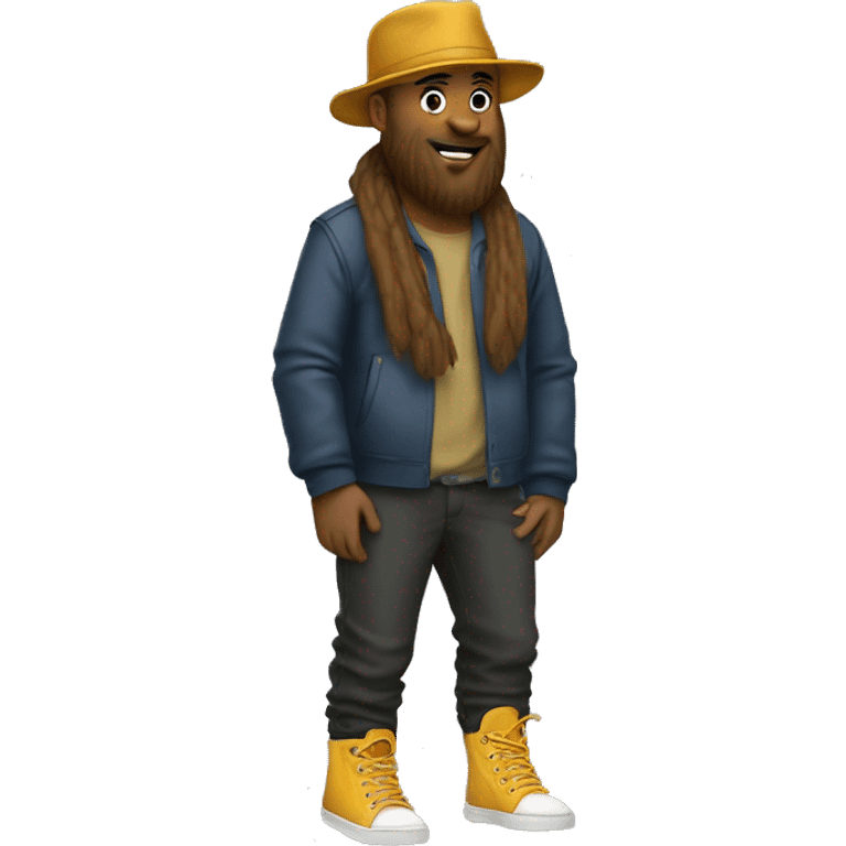 Ltino with bearbeard. A hat. And wearing tn shoes emoji