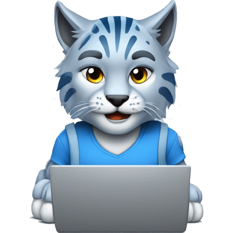 A blue lynx with a laptop emoji