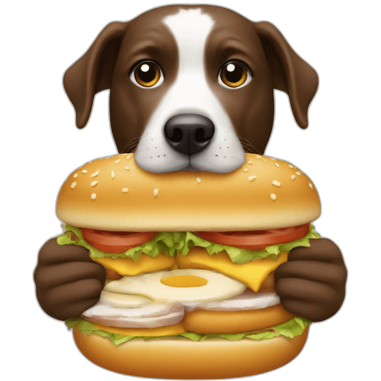 a dog eating a filet o fish sandwich emoji