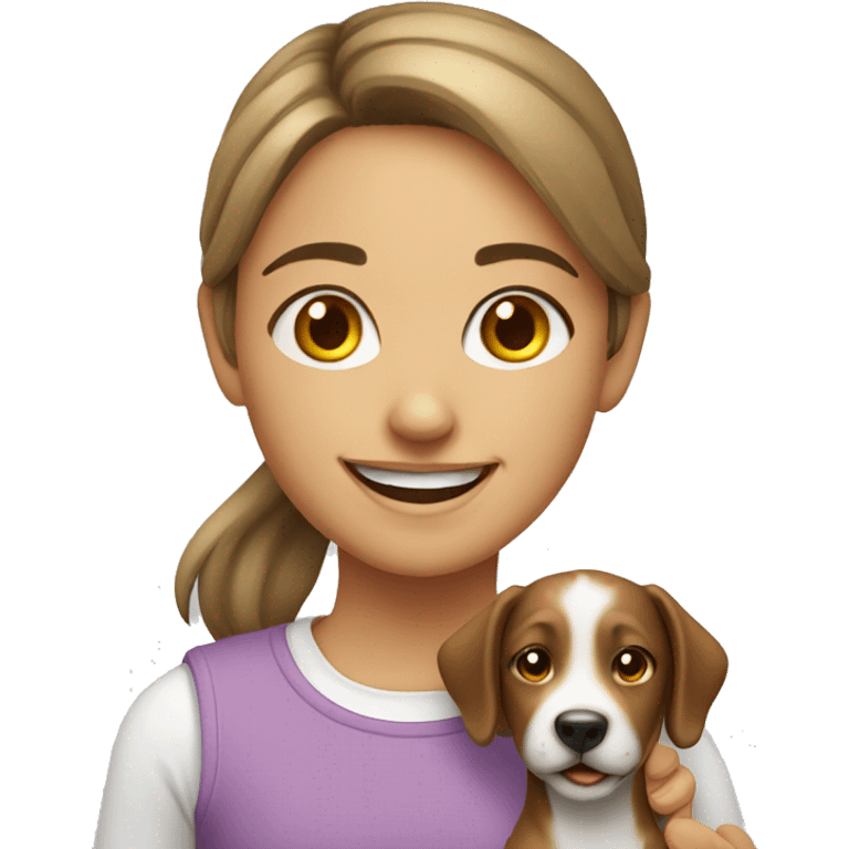 smiling girl with dog emoji