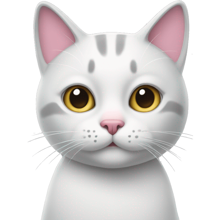 grey and white cat with pink nose  emoji