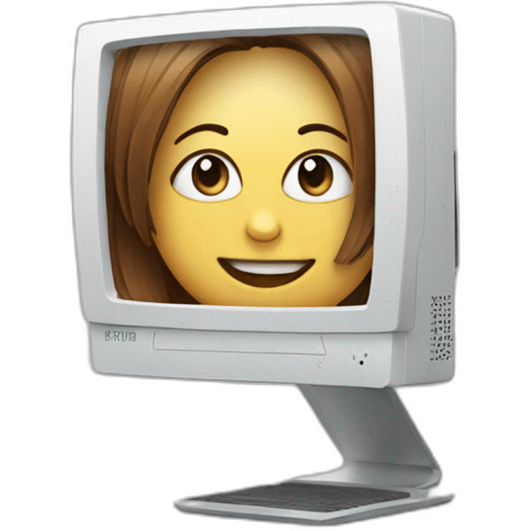 Computer with the splitted screen on it and a video call emoji