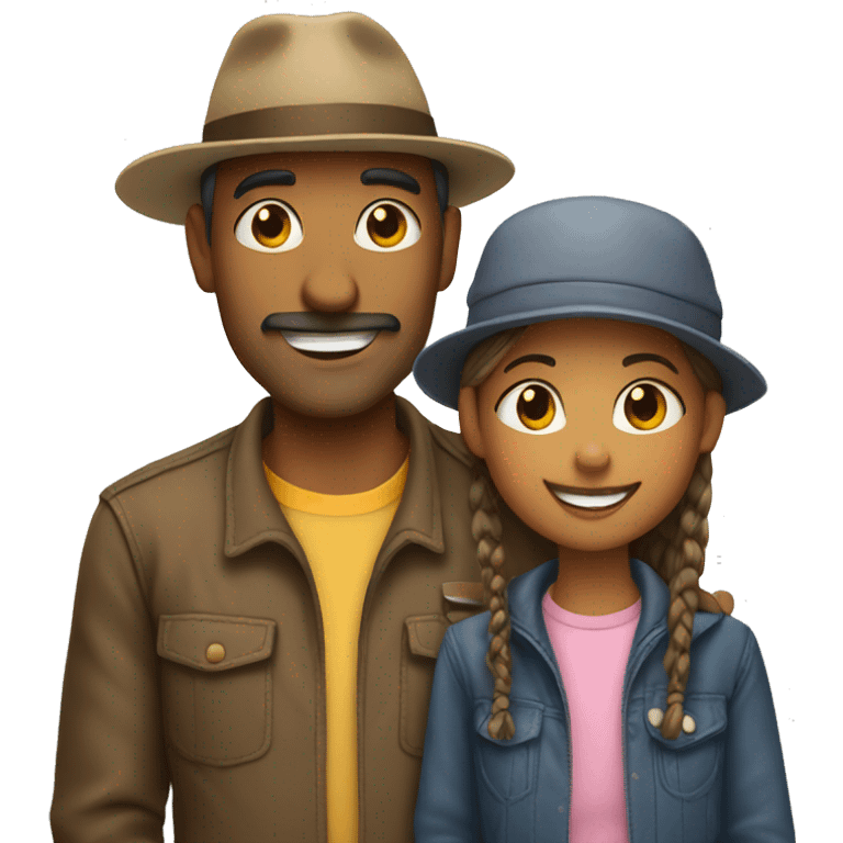 Dad and daughter in hat emoji