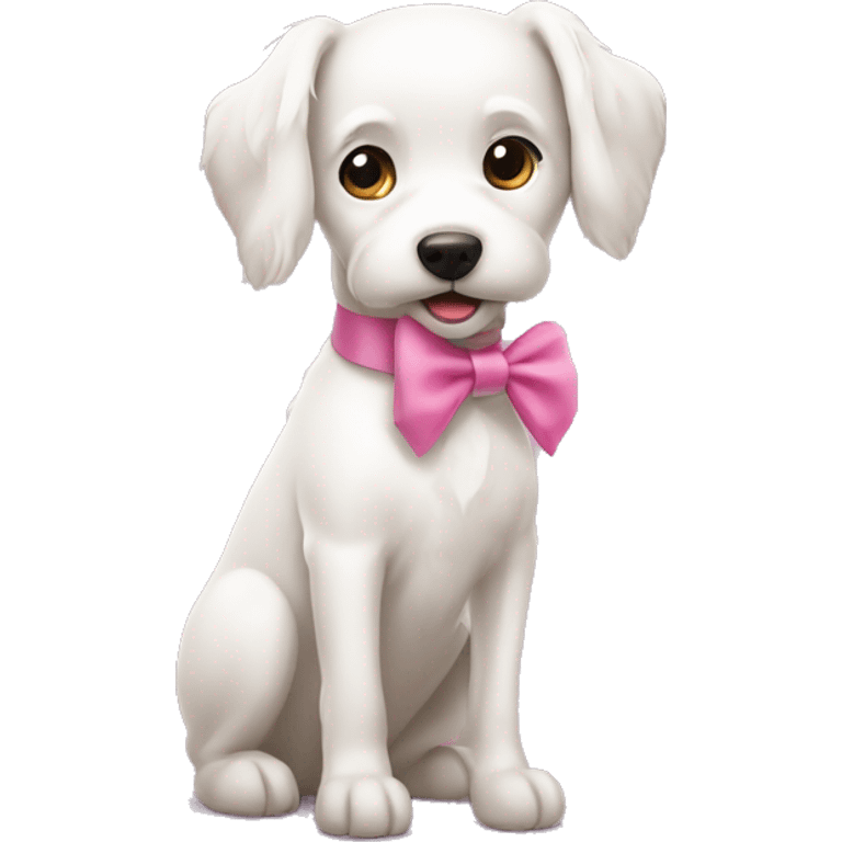 White dog with pink bow emoji