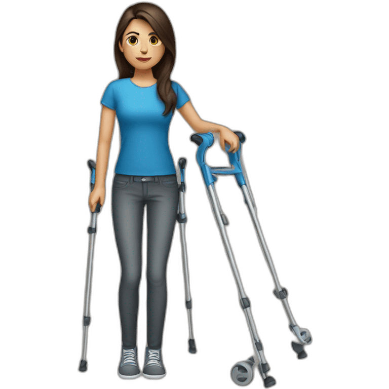 Brunette girl with crutches emoji