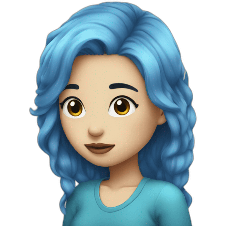 Blue hair girl kiss emoji