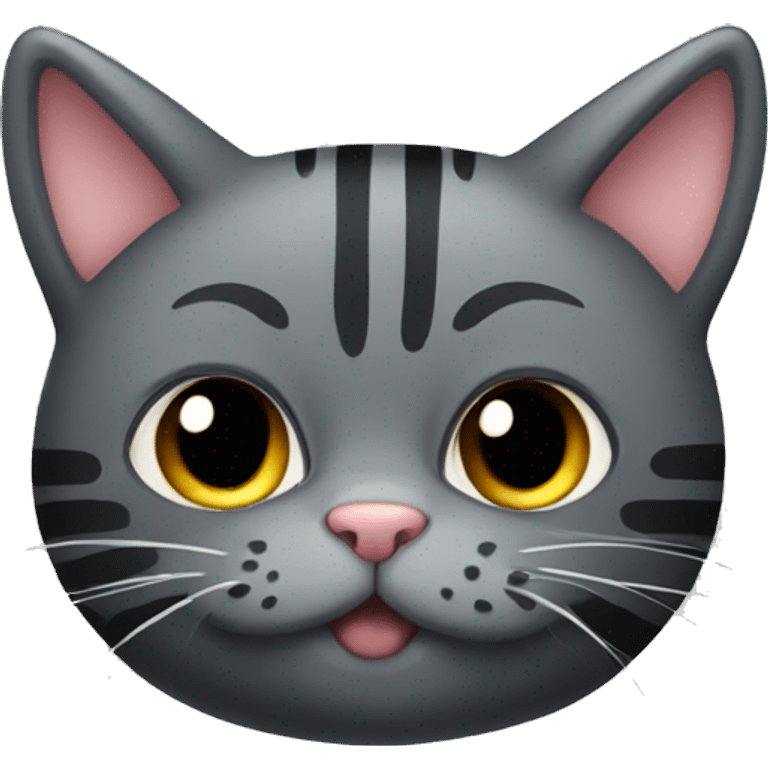 dark grey chubby cat with stripes  emoji