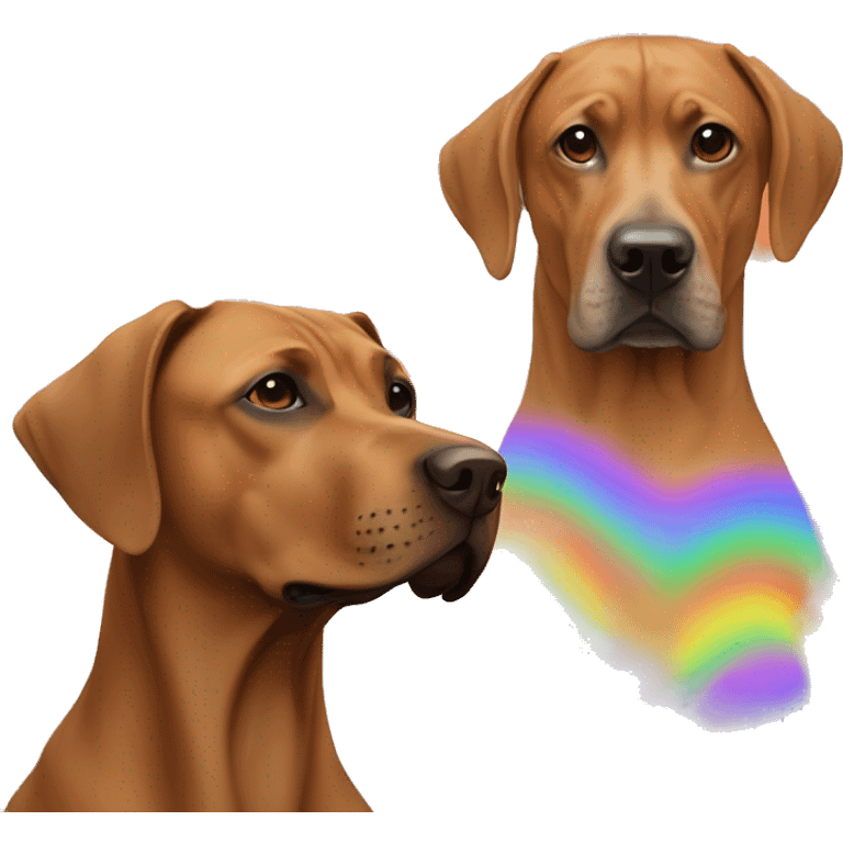 white male with rainbow colored hair alongside a brown rhodesian ridgeback emoji