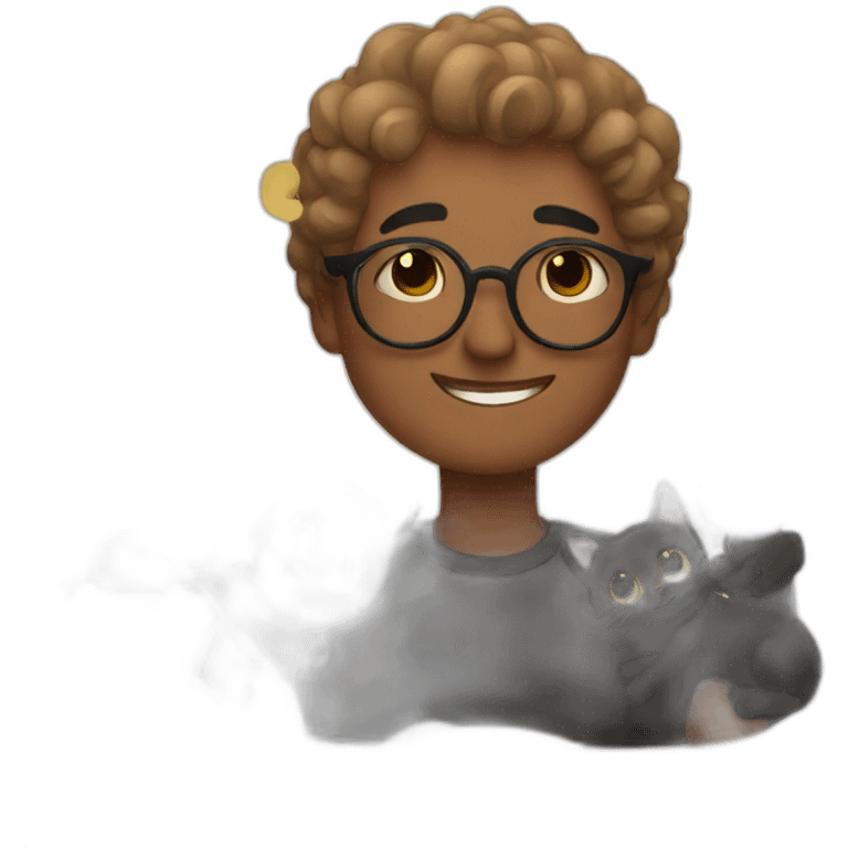 Cute man with black cats emoji