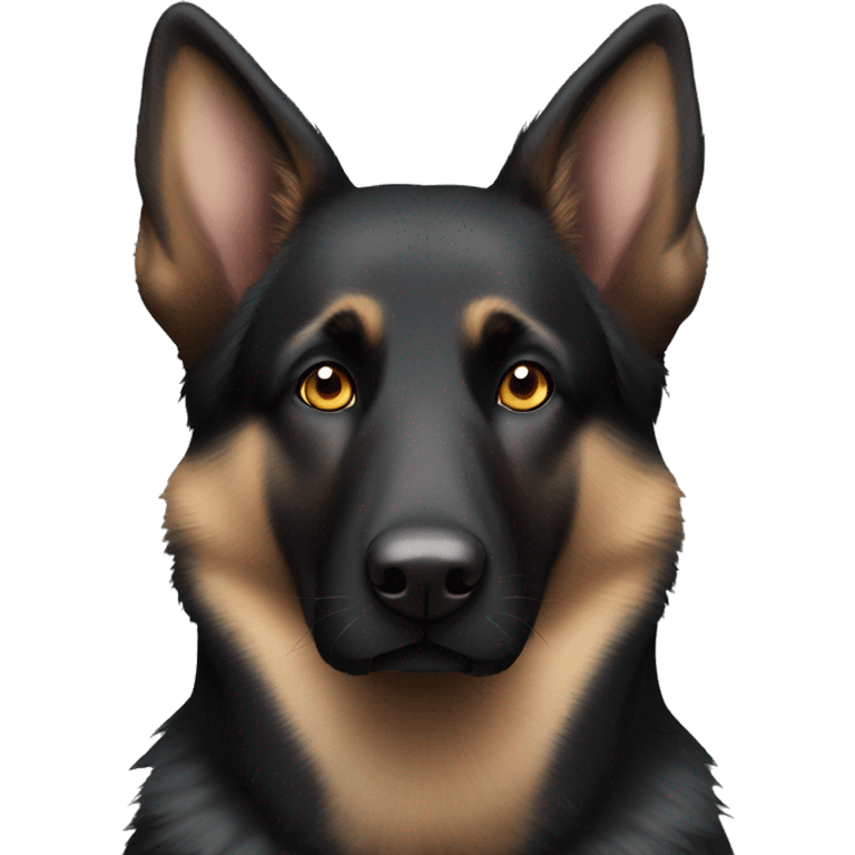 Black German shepherd dog, blue eye, one brown eye, white chest emoji