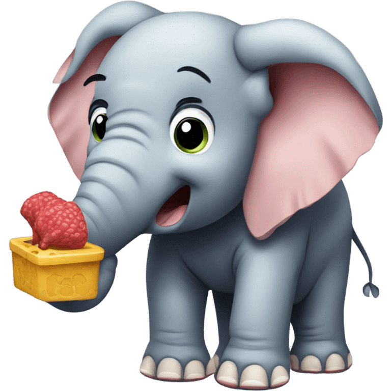 An elephant eating a phone ￼ emoji