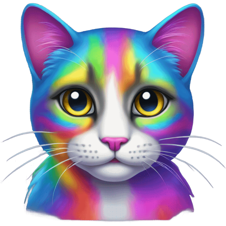 Rainbow Lisa Frank dark cat emoji