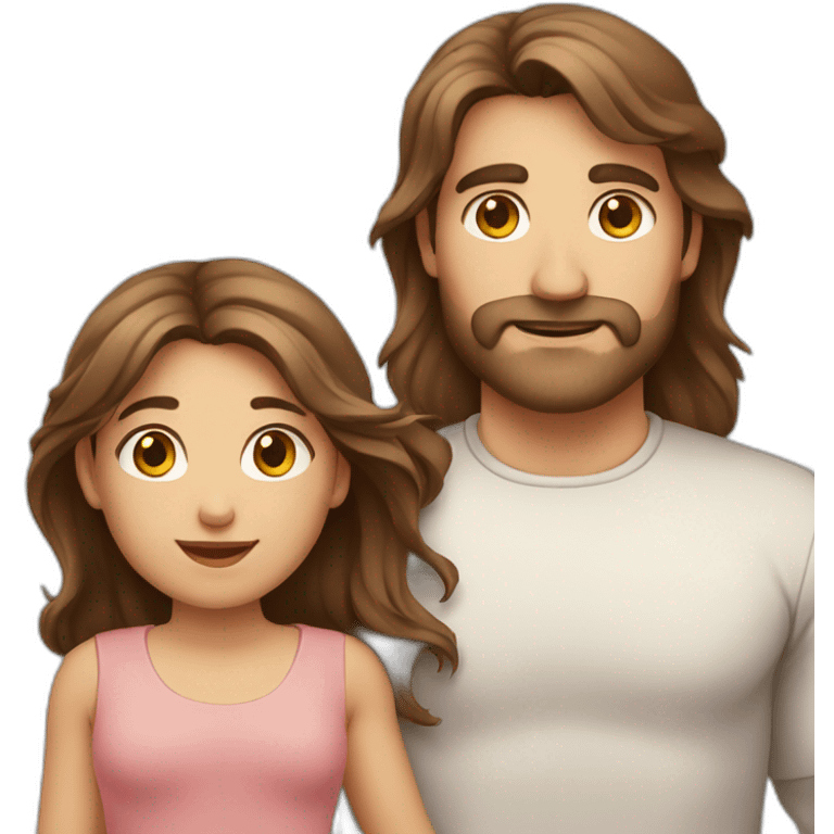 european family, Brown hair man, long Brown hair woman, baby girl emoji