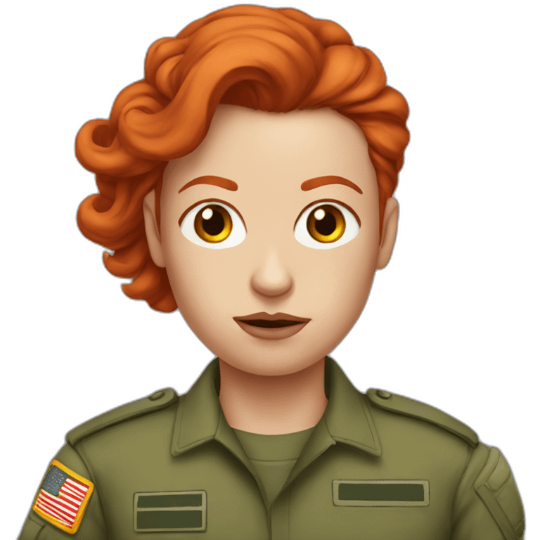 makes an ugly redhead with military hair who looks serious in drawing emoji